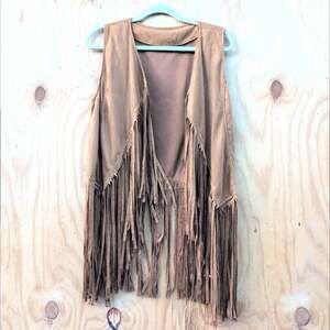 Faux Suede Stretchy Fringe Vest Haloween Thanksgiving Women's 2XL